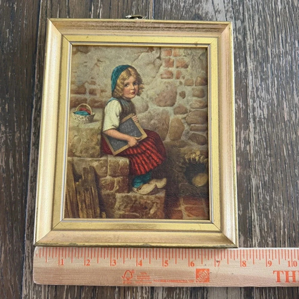 Cottagecore Folk Girl Portrait Old Country Fairytale Gretel Plaque Kaulbauch VTG
